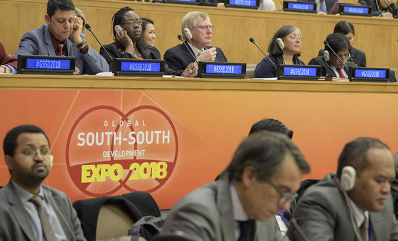 Delegados se reunen la inauguración de la Exposición de Desarrollo Sur Sur en la sede de la ONU en Nueva York.
